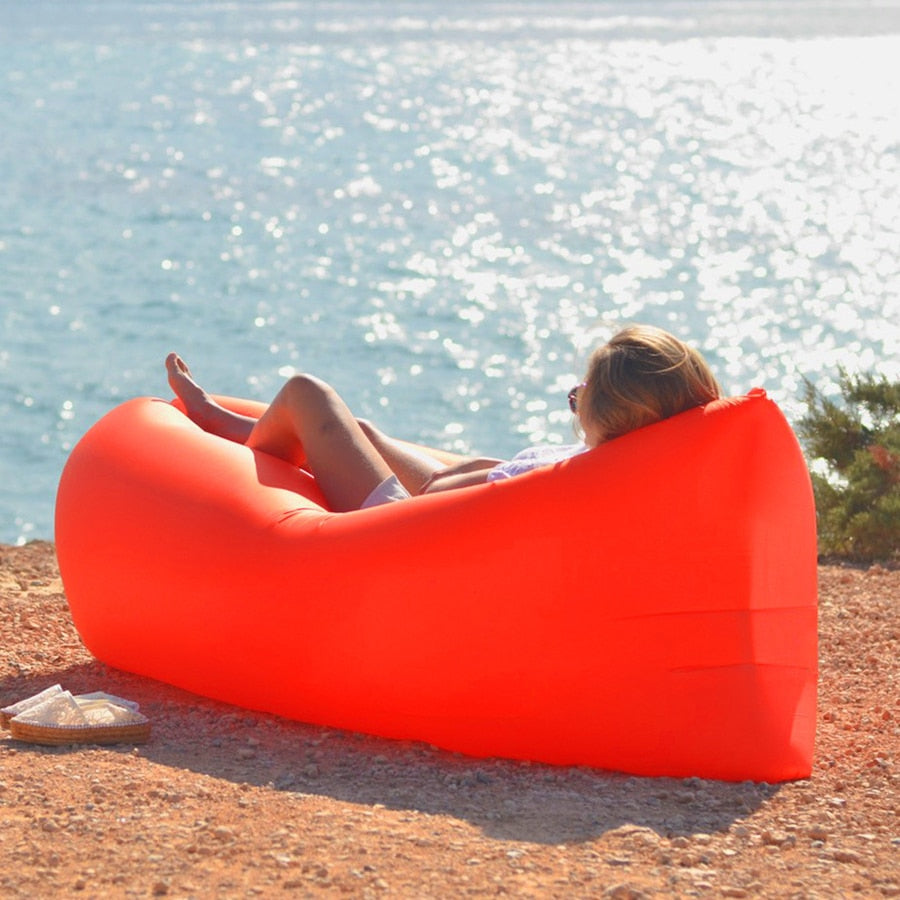 Outdoor Inflatable Sofa Bed Beach Folding Sleeping Bag Garden Couch Seat Lazy Air Lounger Chair