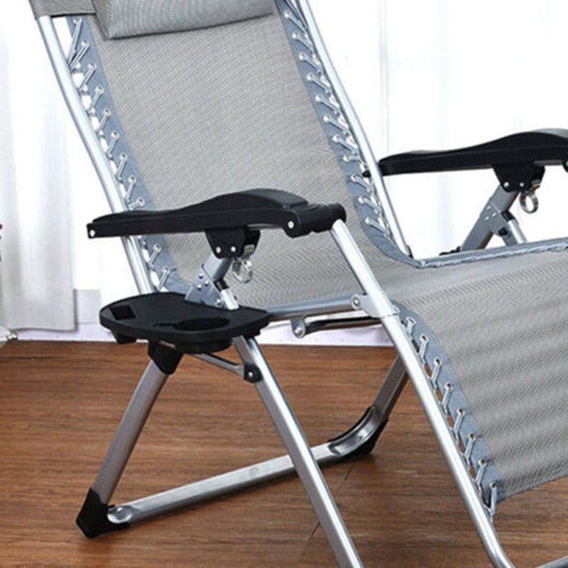 Folding Chair Cup Holder Drinks Food Tray Holder Lounger Camping Events Beach Black Plastics Reclining Cup Stand