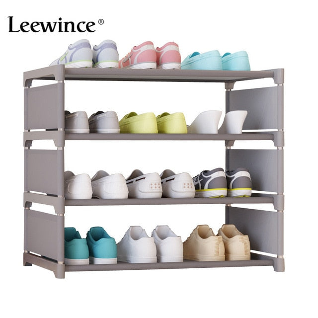 Leewince Simple Shoe Cabinets Ironwork Multi-layer Assembly of Shoe Rack with Modern Simple Dustproof Shoe Cabinet 50cm Hight