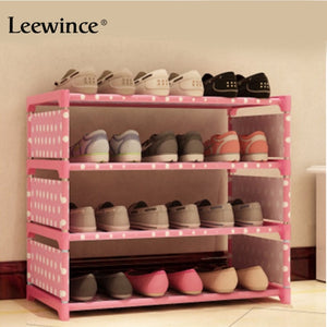 Leewince Simple Shoe Cabinets Ironwork Multi-layer Assembly of Shoe Rack with Modern Simple Dustproof Shoe Cabinet 50cm Hight