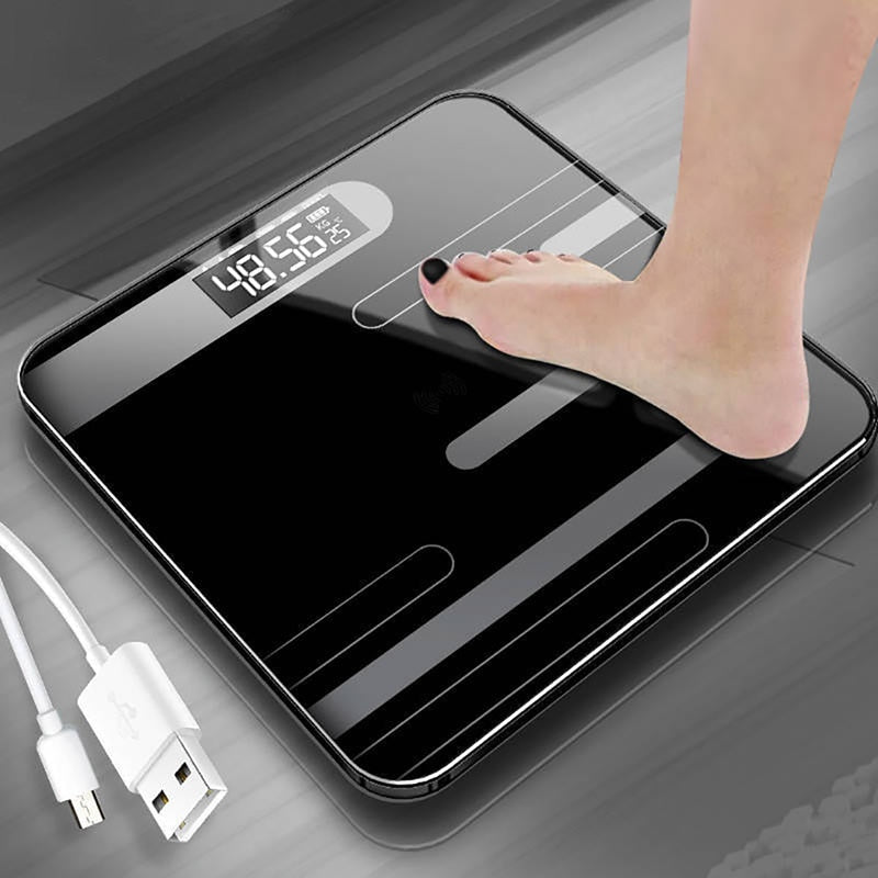 New Bathroom Floor Body Scale Glass Smart Electronic Scales USB Charging LCD Display Body Weighing Home Digital Weight Scale