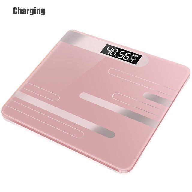 New Bathroom Floor Body Scale Glass Smart Electronic Scales USB Charging LCD Display Body Weighing Home Digital Weight Scale