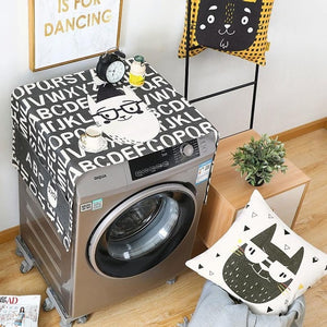 Geometric Fridge Dust Cover Washing Machine Cover Towel Winson Cat Thick Cotton Linen Home Refrigerator Cloth Kitchen Products