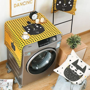 Geometric Fridge Dust Cover Washing Machine Cover Towel Winson Cat Thick Cotton Linen Home Refrigerator Cloth Kitchen Products