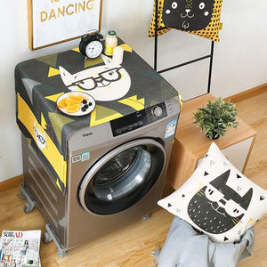 Geometric Fridge Dust Cover Washing Machine Cover Towel Winson Cat Thick Cotton Linen Home Refrigerator Cloth Kitchen Products