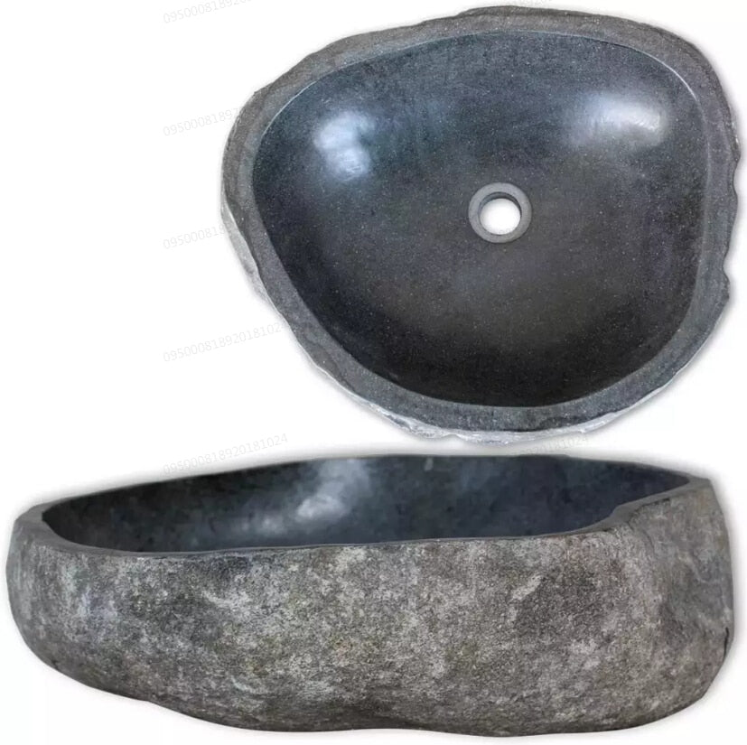 VidaXL Basin River Stone Oval River Stone Metal Bathroom Furniture Modern Home Furniture American Country Style Stone Decoration