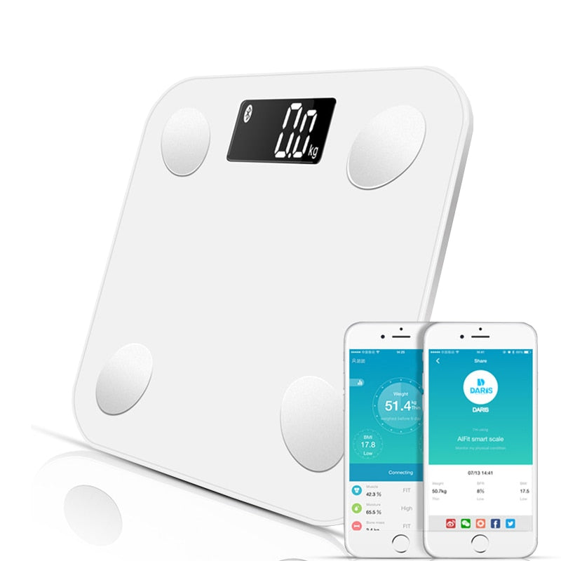 Smart Body Fat Bluetooth Digital Bathroom Scales Floor With Body Type Measure Weight Health Balance Fat Water Muscle Mass BMI